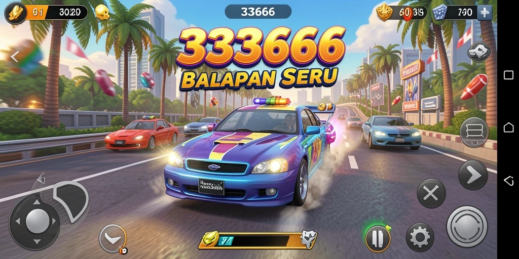 Gameplay menarik dari balapan mobil dalam 333666 dengan grafik yang memukau.