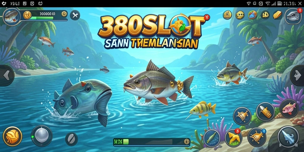 Tampilan gameplay menarik di 380SLOT saat memancing ikan.