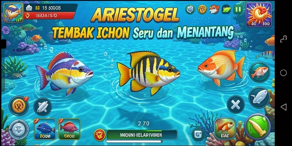 Tampilan gameplay seru Tembak Ikan di ARIESTOGEL.