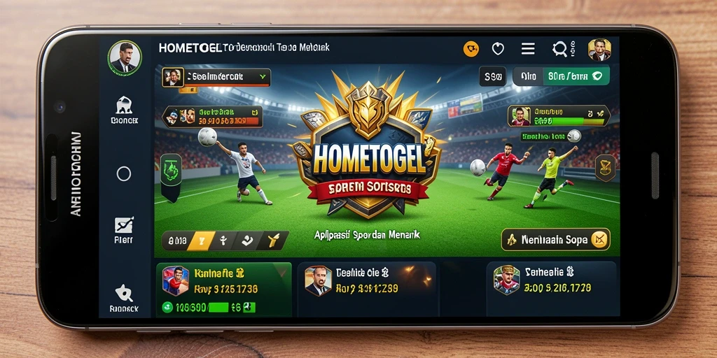 Screenshot menunjukkan tampilan menarik dari aplikasi SPORTSBOOK HOMETOGEL.