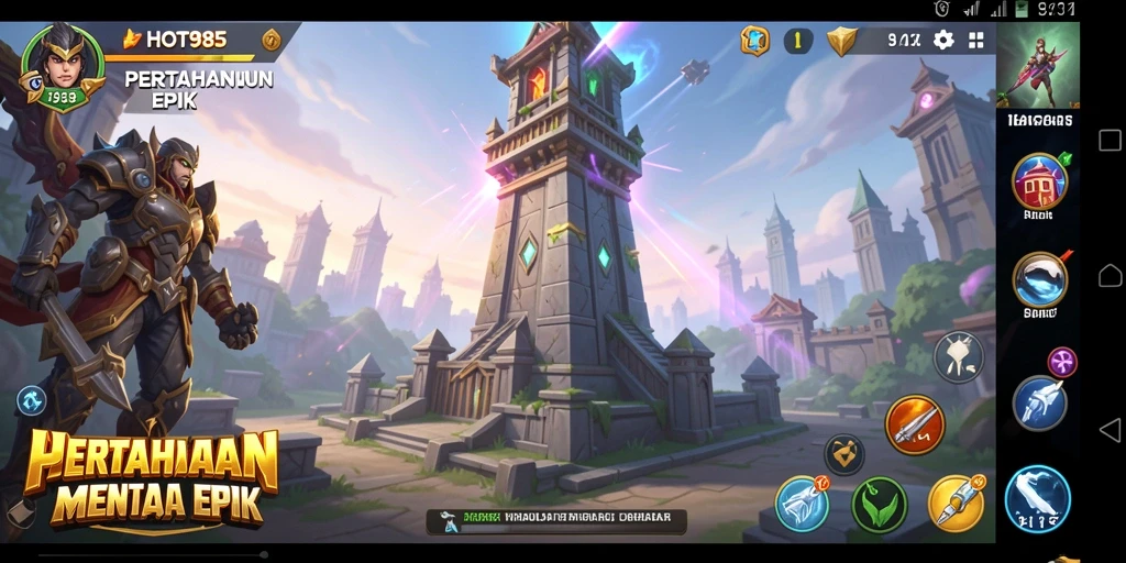 Tampilan seru gameplay Tower Defense di HOT985 yang menguji strategi pemain.