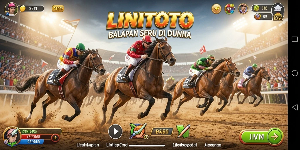 Tampilan gameplay balapan LINITOTO yang seru dan mendebarkan.