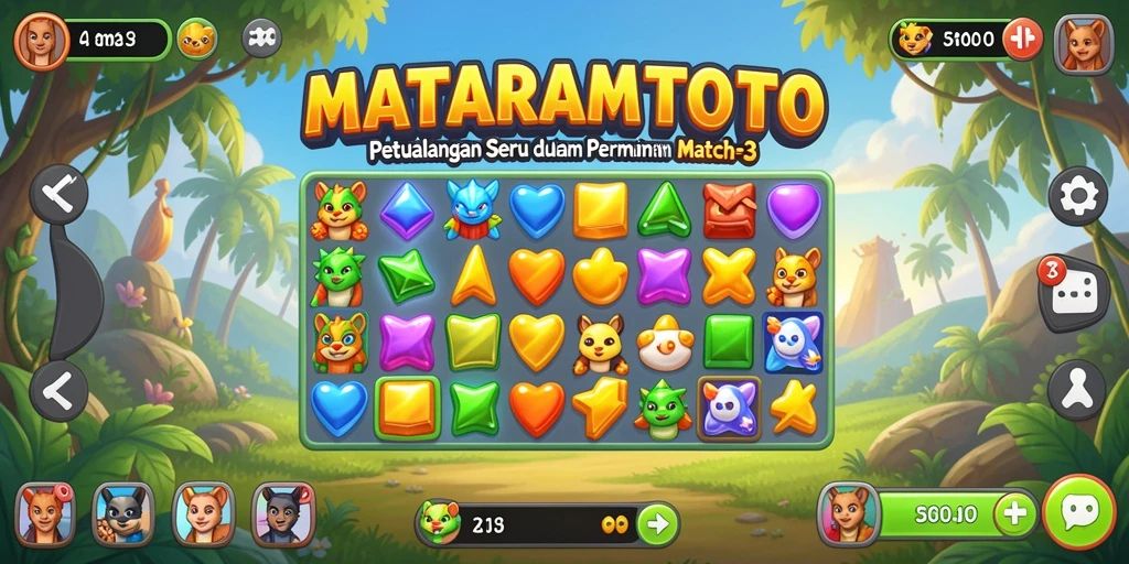 Tampilan gameplay seru dalam MATARAMTOTO, permadani warna-warni menyambut pemain.