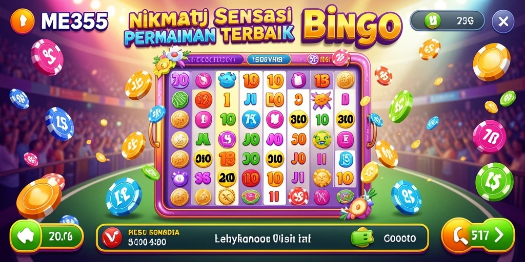 Tampilan gameplay ME355 yang seru dan penuh warna dalam permainan Bingo.