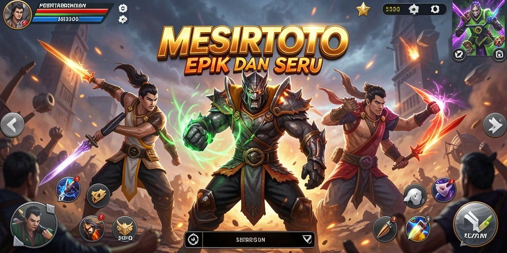 Gameplay MESIRTOTO yang menegangkan dengan pertarungan karakter.