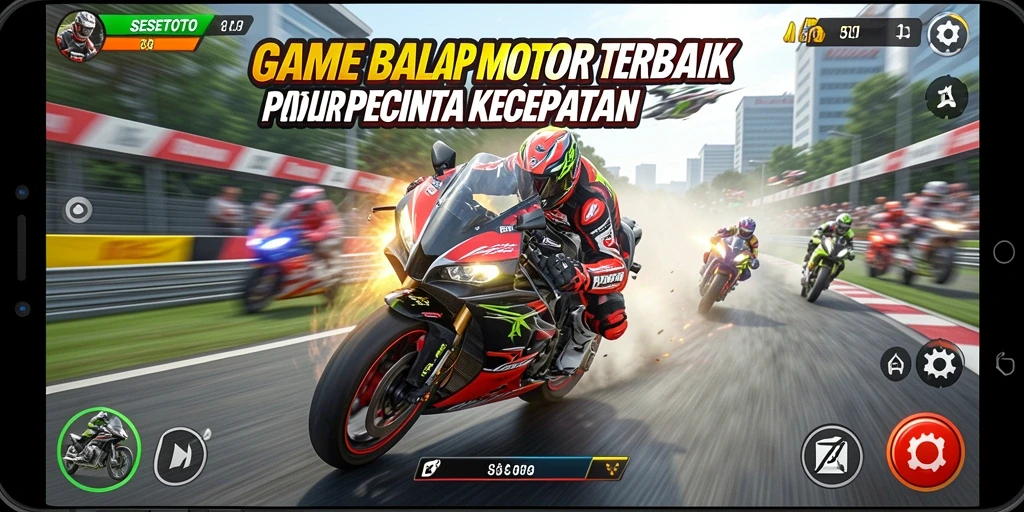 Gameplay balap motor yang mendebarkan dan penuh aksi.
