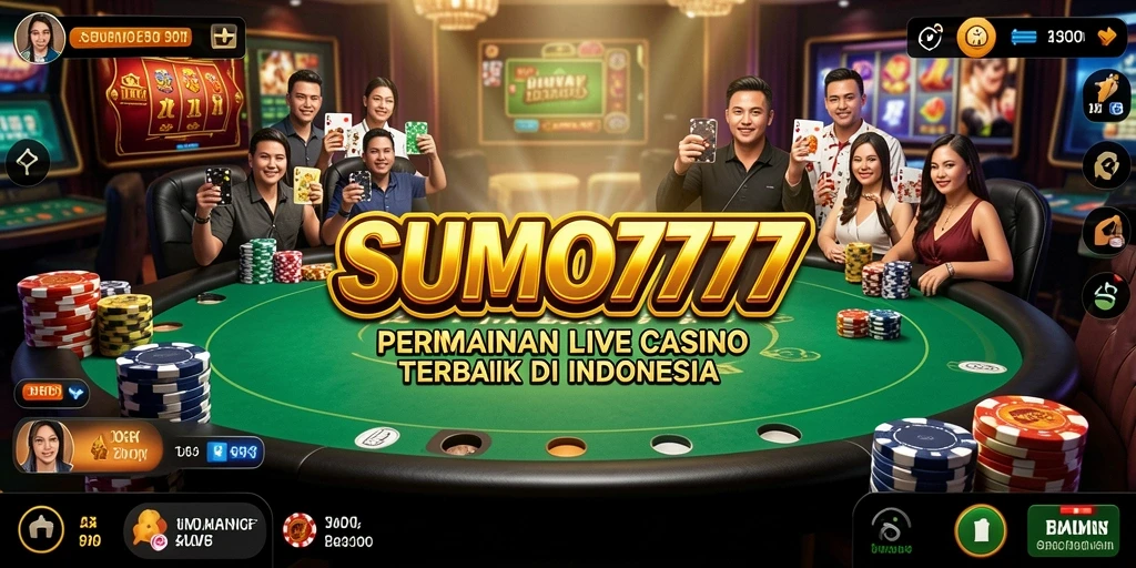 Tampilan gameplay SUMO777 dengan dealer langsung dalam sesi Live Casino yang seru.